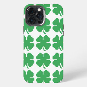 8 Bit Pixel Lucky Four Leaf Clover iPhone 13 Pro Max Case