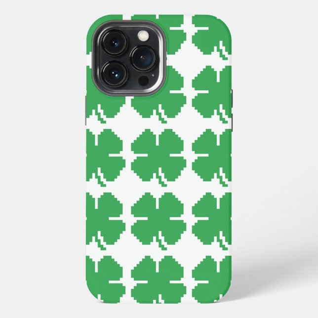8 Bit Pixel Lucky Four Leaf Clover Iphone Case (Back)