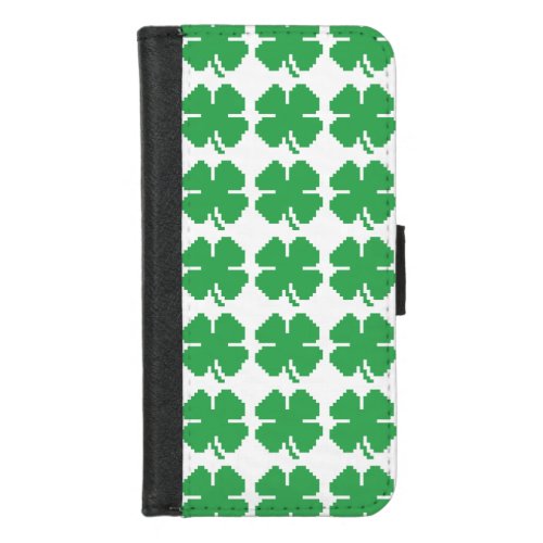 8 Bit Pixel Lucky Four Leaf Clover iPhone 87 Wallet Case