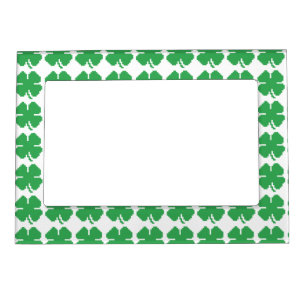 8 Bit Pixel Lucky Four Leaf Clover Magnetic Picture Frame