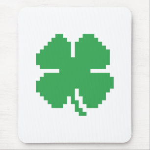 8 Bit Pixel Lucky Four Leaf Clover Mouse Pad