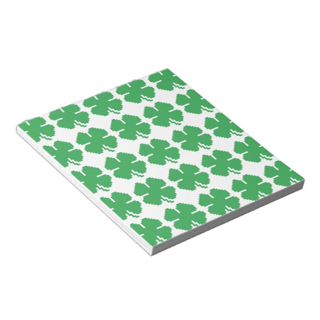 8 Bit Pixel Lucky Four Leaf Clover Notepad (Angled)