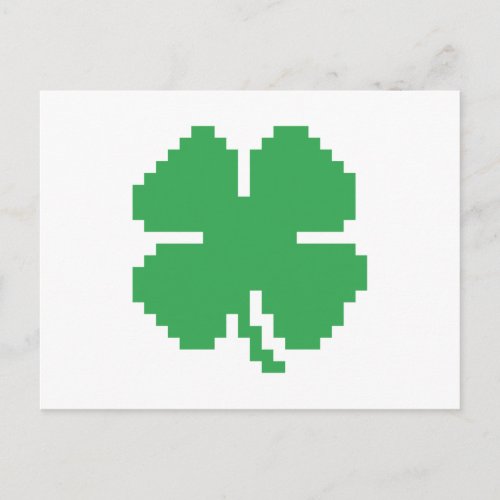 8 Bit Pixel Lucky Four Leaf Clover Postcard