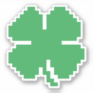 8 Bit Pixel Lucky Four Leaf Clover Sticker