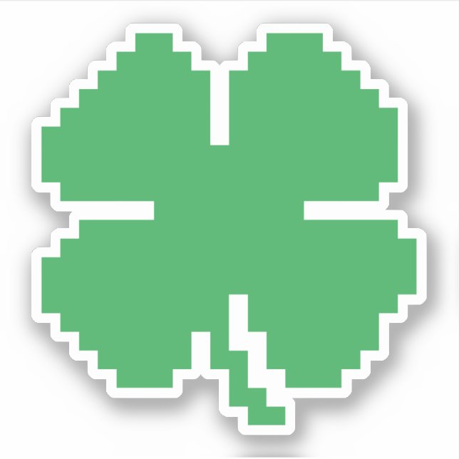 8 Bit Pixel Lucky Four Leaf Clover Sticker (Front)