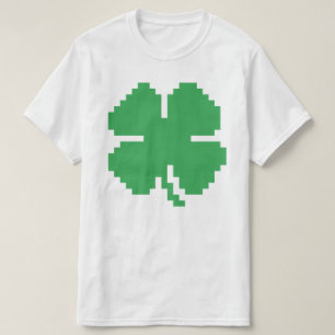 8 Bit Pixel Lucky Four Leaf Clover T-Shirt