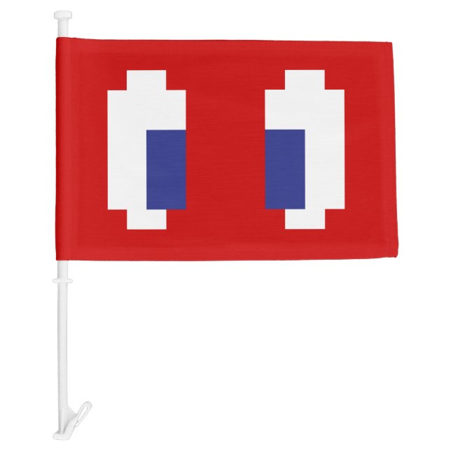 8 Bit Pixel Manga Eyes Car Flag (Front)