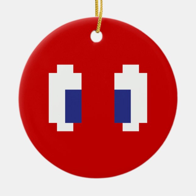 8 Bit Pixel Manga Eyes Ceramic Ornament (Front)