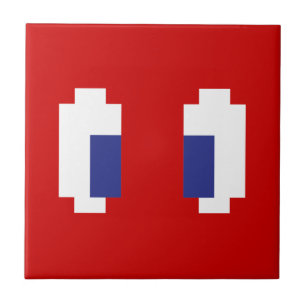 8 Bit Pixel Manga Eyes Ceramic Tile