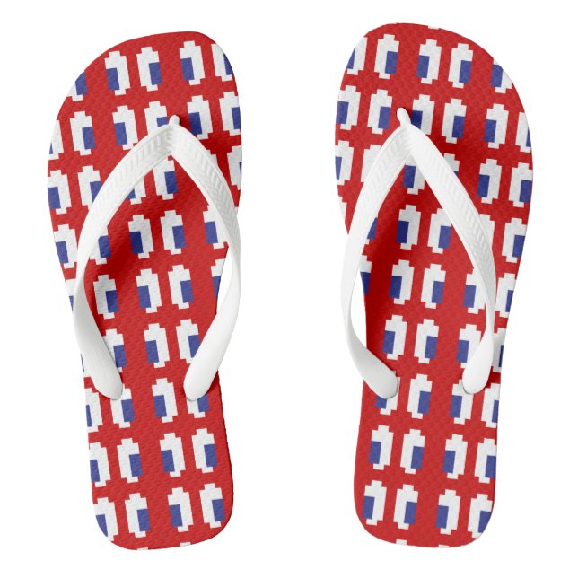 8 Bit Pixel Manga Eyes Flip Flops (Footbed)