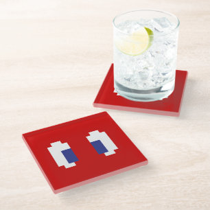 8 Bit Pixel Manga Eyes Glass Coaster