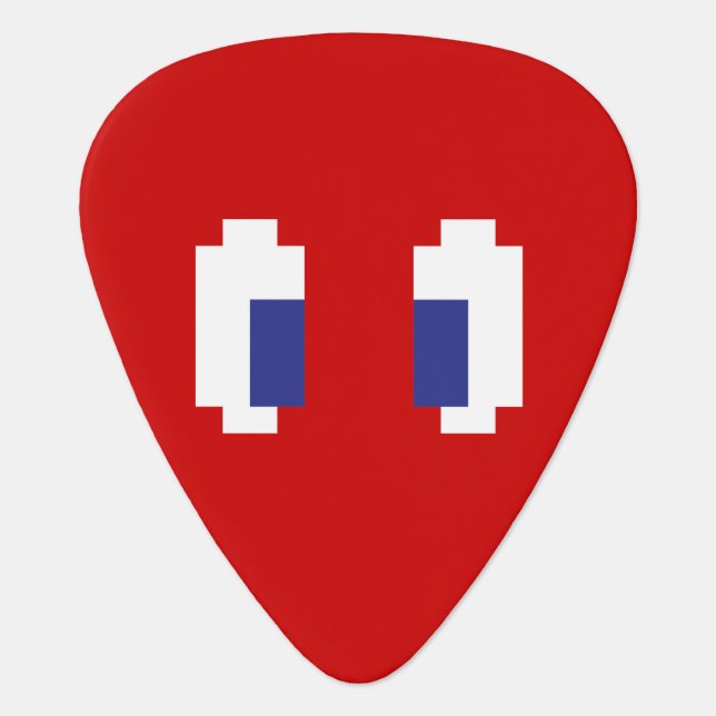 8 Bit Pixel Manga Eyes Guitar Pick (Front)
