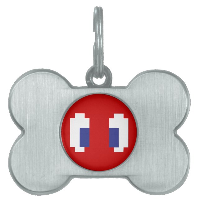 8 Bit Pixel Manga Eyes Pet Tag (Front)