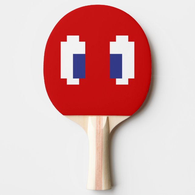 8 Bit Pixel Manga Eyes Ping-Pong Paddle (Front)