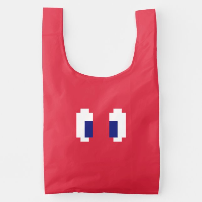 8 Bit Pixel Manga Eyes Reusable Bag (Front)