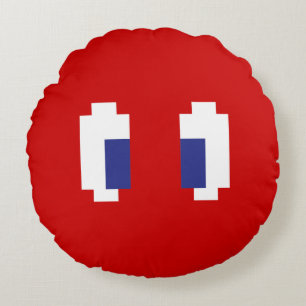 8 Bit Pixel Manga Eyes Round Pillow