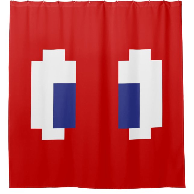 8 Bit Pixel Manga Eyes Shower Curtain (Front)