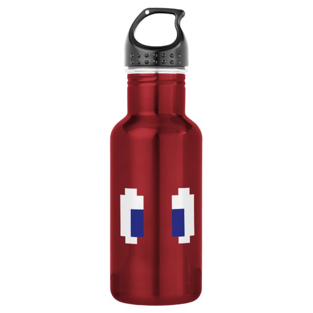 8 Bit Pixel Manga Eyes Stainless Steel Water Bottle (Front)