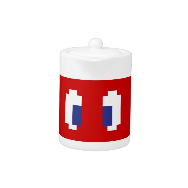 8 Bit Pixel Manga Eyes Teapot (Front)