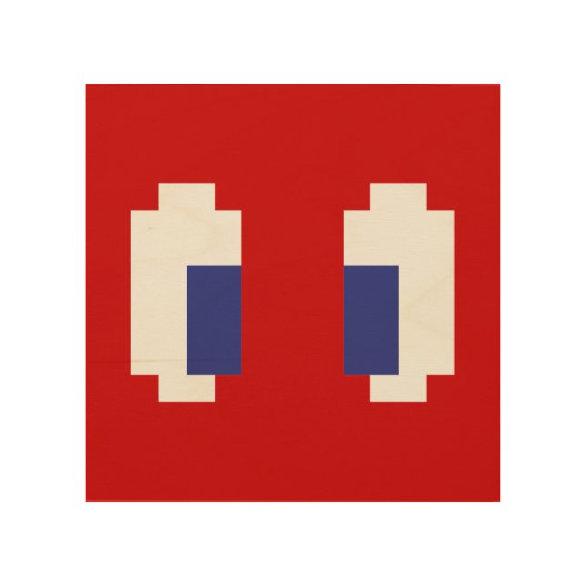 8 Bit Pixel Manga Eyes Wood Wall Decor (Front)