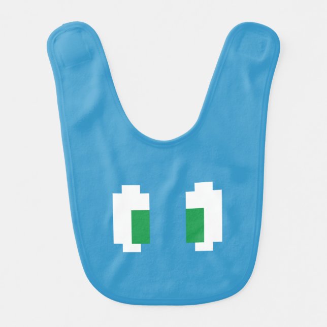 8 Bit Pixel Manga Green Eyes Bib (Front)