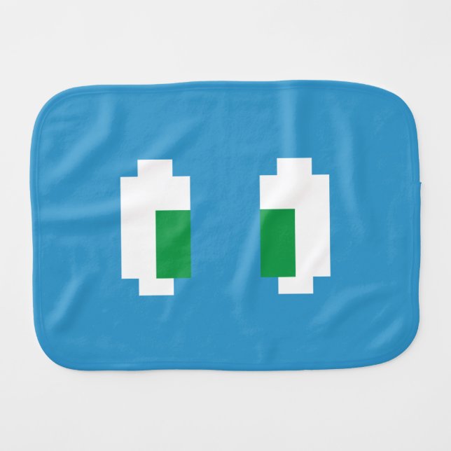 8 Bit Pixel Manga Green Eyes Burp Cloth (Front Horizontal)