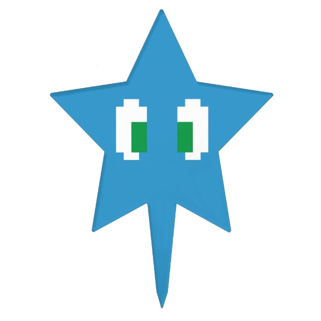 8 Bit Pixel Manga Green Eyes Cake Topper (Front)