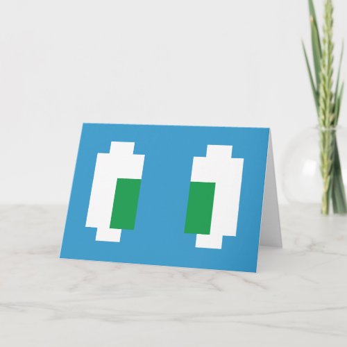 8 Bit Pixel Manga Green Eyes Card