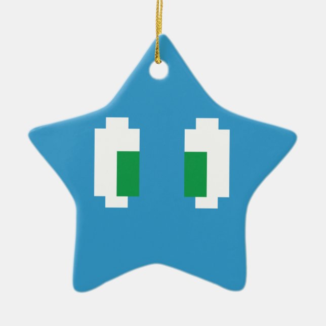 8 Bit Pixel Manga Green Eyes Ceramic Ornament (Front)
