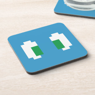 8 Bit Pixel Manga Green Eyes Coaster