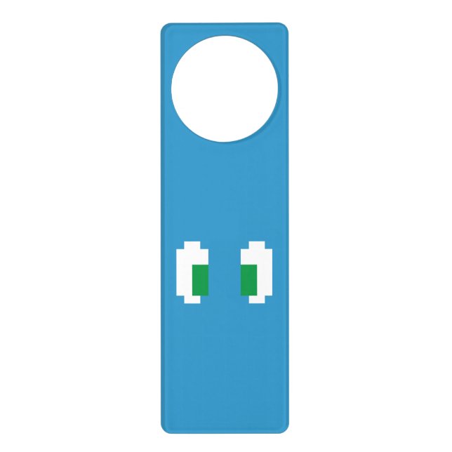 8 Bit Pixel Manga Green Eyes Door Hanger (Front)