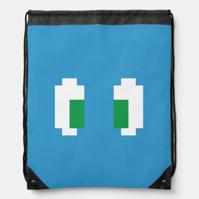 8 Bit Pixel Manga Green Eyes Drawstring Bag (Front)