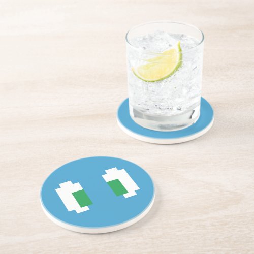 8 Bit Pixel Manga Green Eyes Drink Coaster