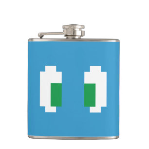 8 Bit Pixel Manga Green Eyes Flask