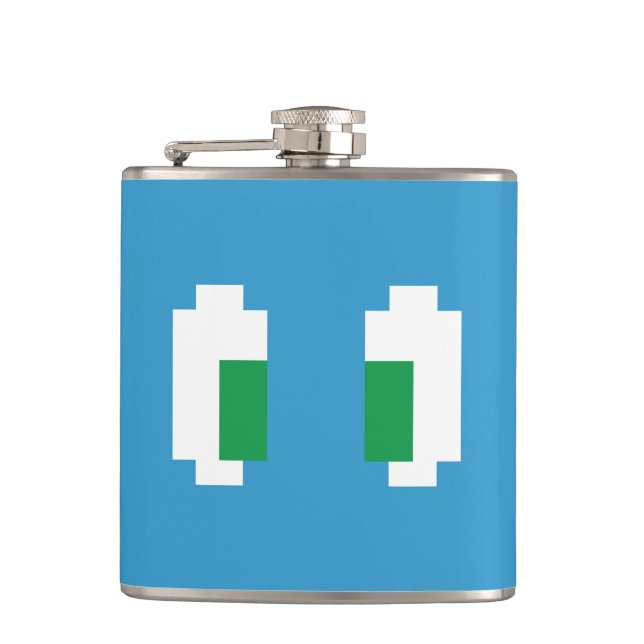 8 Bit Pixel Manga Green Eyes Flask (Front)