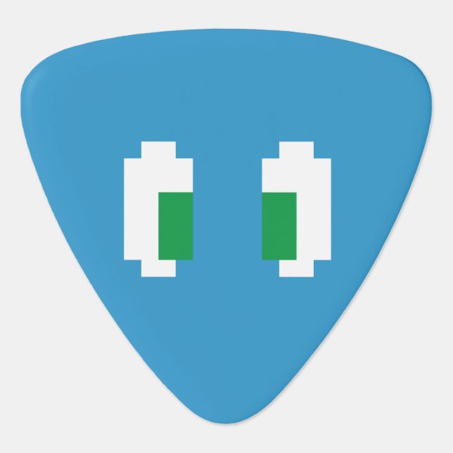 8 Bit Pixel Manga Green Eyes Guitar Pick (Front)