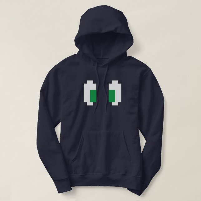 8 Bit Pixel Manga Green Eyes Hoodie (Design Front)