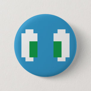 8 Bit Pixel Manga Green Eyes Pinback Button