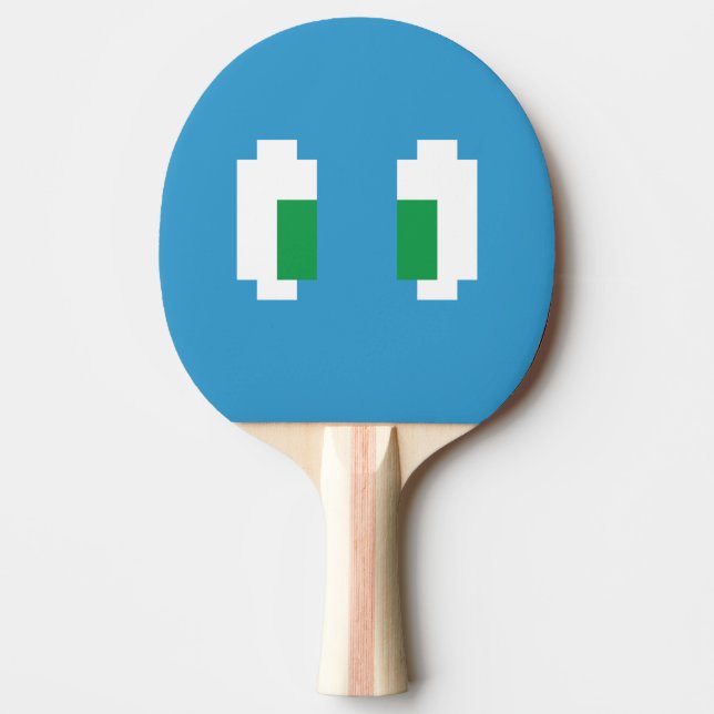 8 Bit Pixel Manga Green Eyes Ping-Pong Paddle (Front)
