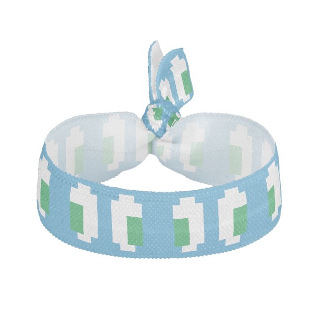 8 Bit Pixel Manga Green Eyes Ribbon Hair Tie (Front)