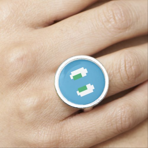 8 Bit Pixel Manga Green Eyes Ring