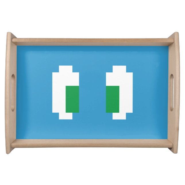 8 Bit Pixel Manga Green Eyes Serving Tray (Front)
