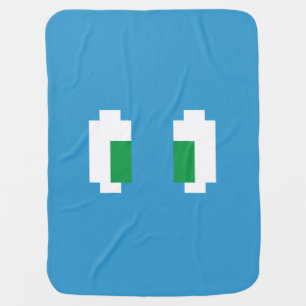 8 Bit Pixel Manga Green Eyes Swaddle Blanket