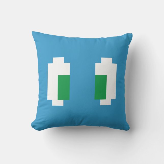 8 Bit Pixel Manga Green Eyes Throw Pillow (Front)