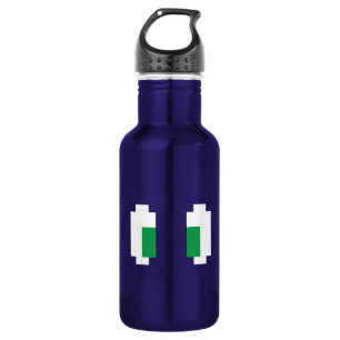 8 Bit Pixel Manga Green Eyes Water Bottle