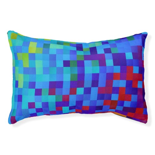 8_bit Pixel Pattern Abstract Cool Geeky Blue Cat Pet Bed