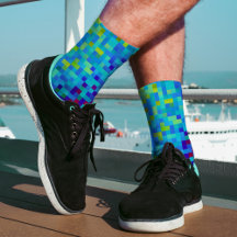   8-bit Pixel Pattern Abstract Cool Geeky Blue Red