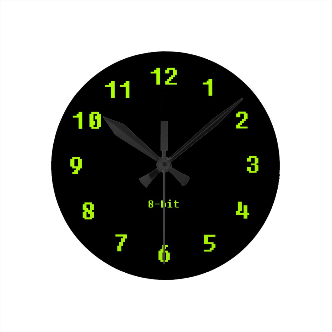 8-Bit Pixel Round Clock | Zazzle