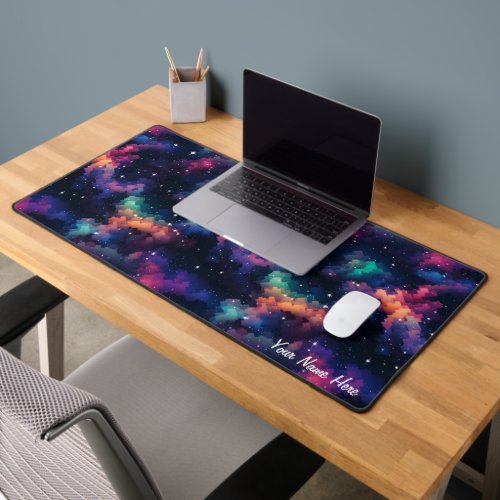 8 Bit Pixel Style Galaxy Custom Desk Mat Mouse Pad