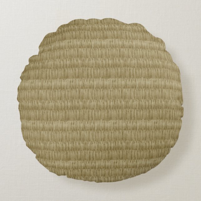 8 Bit Pixel Tatami Mat 畳 Round Pillow (Front)
